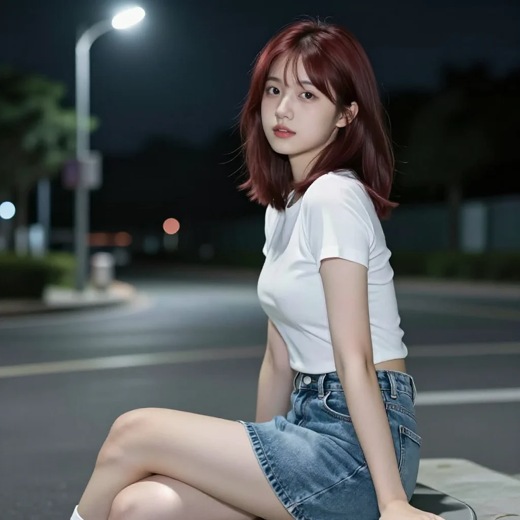 夜色下的少女写真主题图片 0004，杰作，最佳画质，极致细节，照片级写实 , 清新校园写真风格