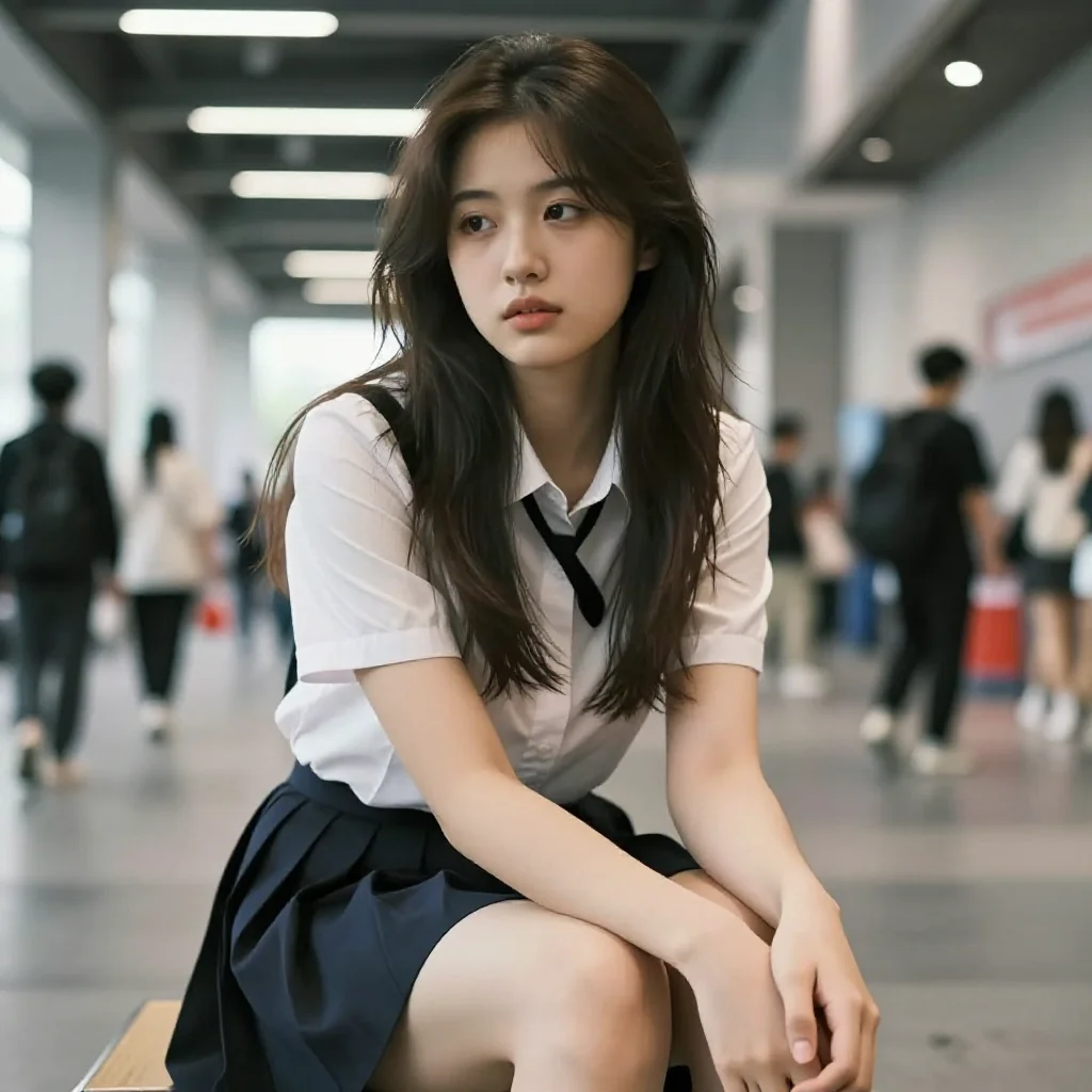 阳光下的校服少女主題圖片 0033，杰作，最佳画质，极致细节，照片级写实 , 动漫展抓拍风格