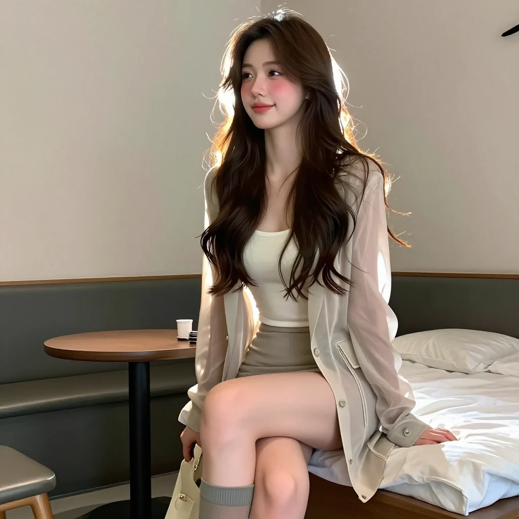 今日份温柔少女感主题图片 0069，杰作，最佳画质，极致细节，照片级写实 , 逆光氛围人像风格