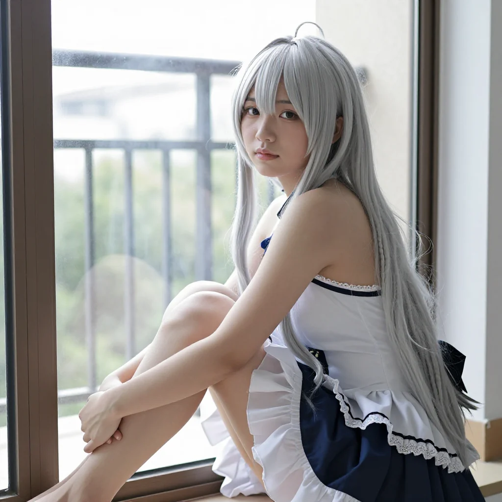 银发少女的校园写真主題圖片 0133，杰作，最佳画质，极致细节，照片级写实 , 角色扮演人像摄影风格