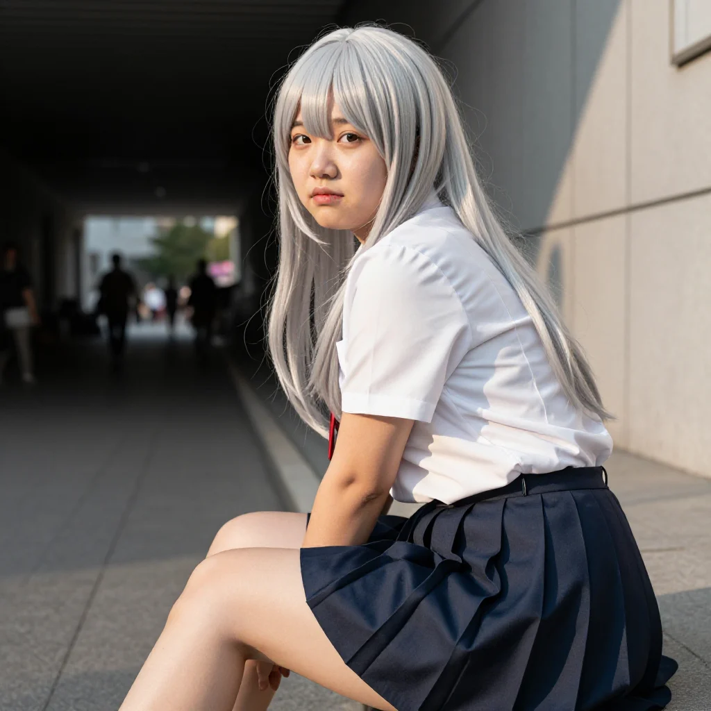 银发少女的校园日常主题图片 0256，杰作，最佳画质，极致细节，照片级写实 , 动漫展抓拍风格