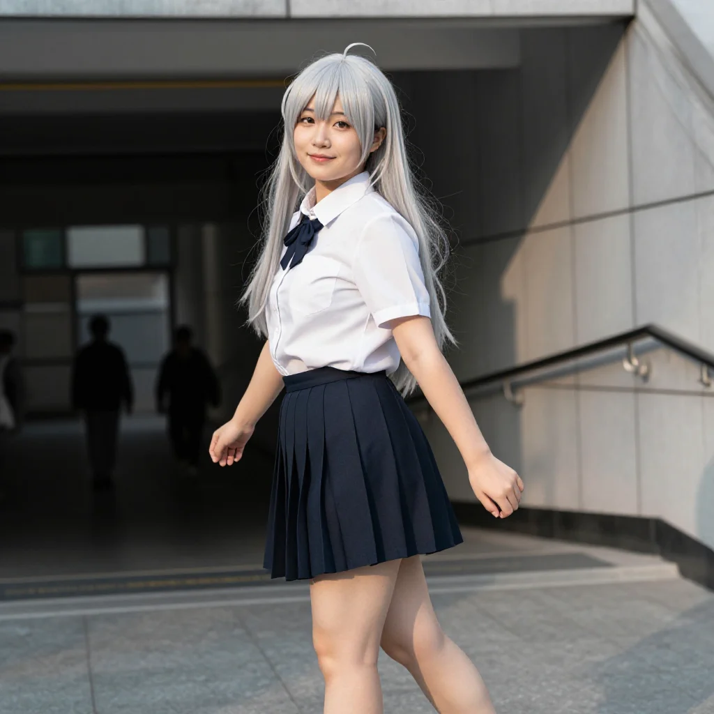 银发少女的校园日常主题图片 0259，杰作，最佳画质，极致细节，照片级写实 , 动漫展抓拍风格