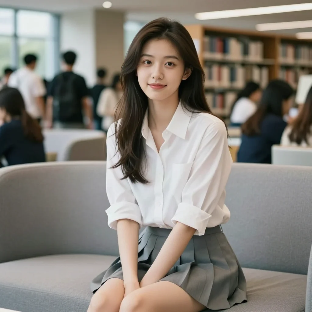 图书馆里的学姐主题图片 0310，杰作，最佳画质，极致细节，照片级写实 , 都市街拍纪实风