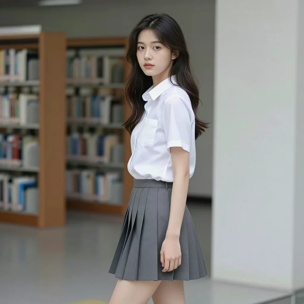 图书馆里的学姐主题图片 0311，杰作，最佳画质，极致细节，照片级写实 , 都市街拍纪实风