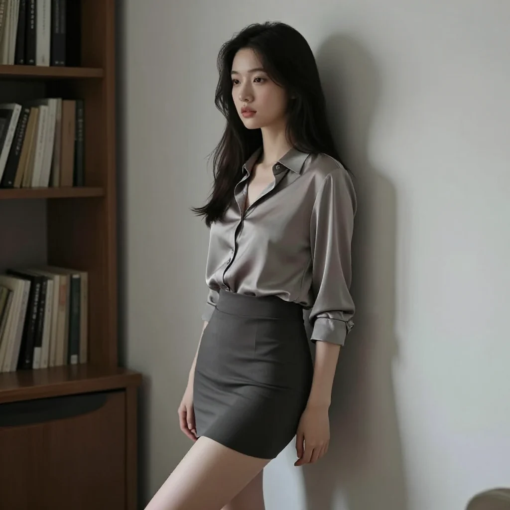 书架旁的温柔时刻主题图片 0384，杰作，最佳画质，极致细节，照片级写实 , 日系清新写真风格