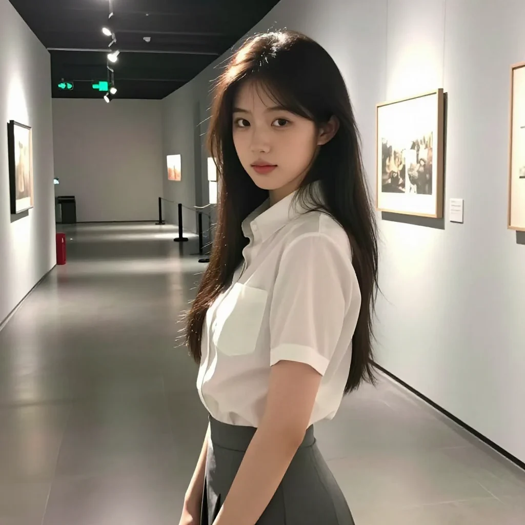 美术馆里的静谧时光主题图片 0434，杰作，最佳画质，极致细节，照片级写实 , 展馆自然光写真风格