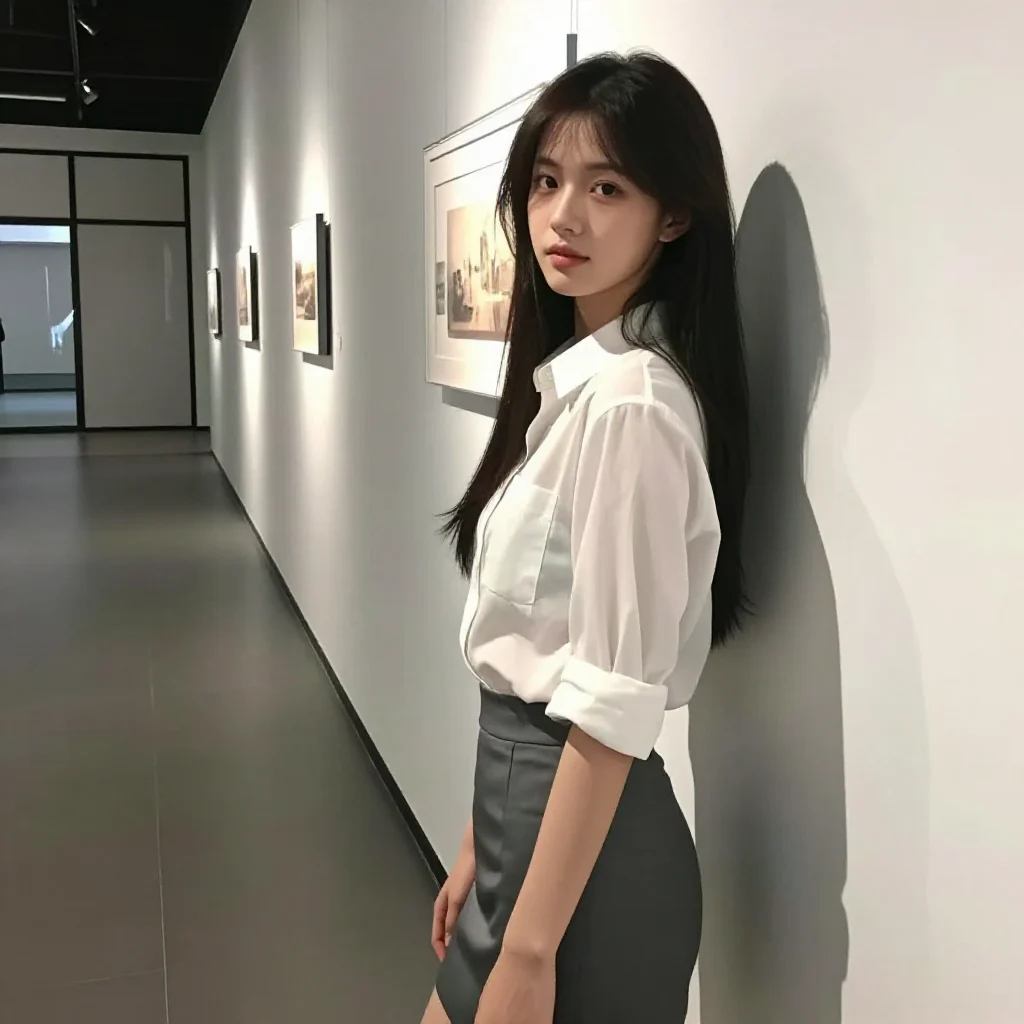 美术馆里的静谧时光主题图片 0438，杰作，最佳画质，极致细节，照片级写实 , 展馆自然光写真风格