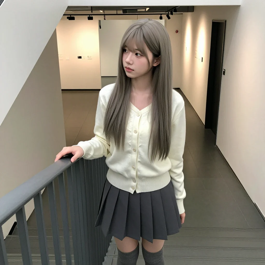 美术馆里的温柔日常主题图片 0458，杰作，最佳画质，极致细节，照片级写实 , 日系少女感摄影风格