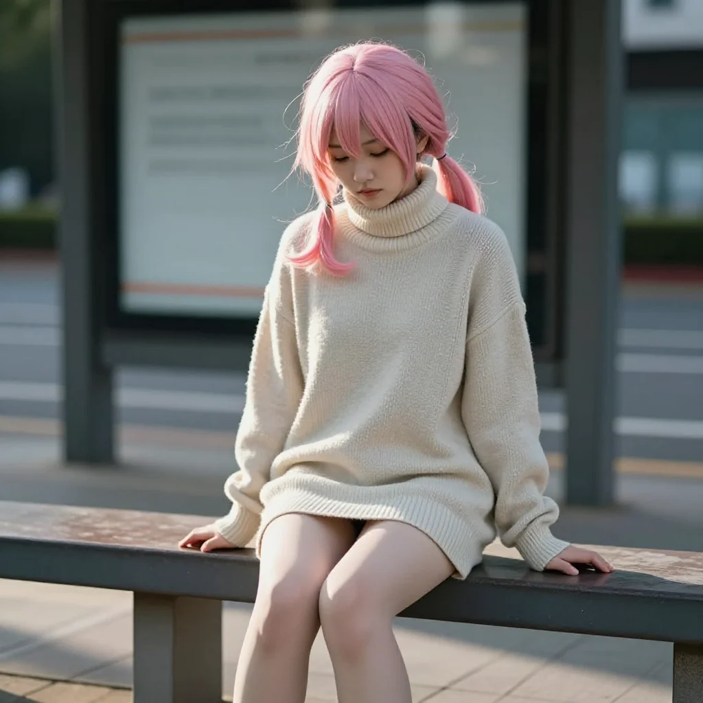 今日份粉发少女写真主题图片 0463，杰作，最佳画质，极致细节，照片级写实 , 文艺安静氛围风格