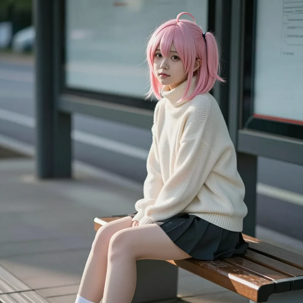 今日份粉发少女写真主题图片 0465，杰作，最佳画质，极致细节，照片级写实 , 文艺安静氛围风格