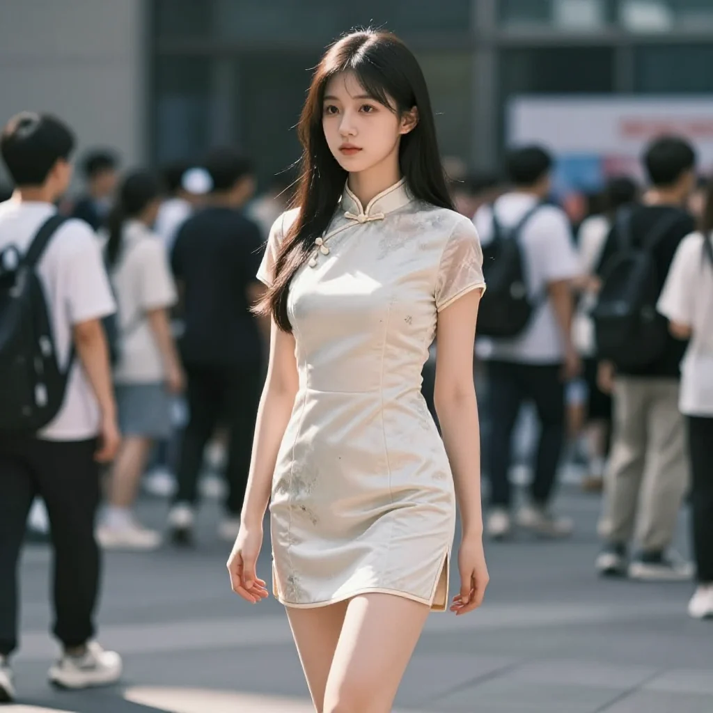 旗袍少女的日常主题图片 0494，杰作，最佳画质，极致细节，照片级写实 , 都市街拍纪实风