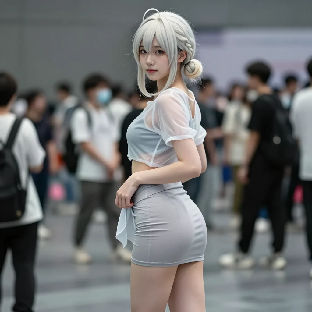 银发少女的校园漫步主题图片 0565，杰作，最佳画质，极致细节，照片级写实 , 轻纪实二次元人像风格