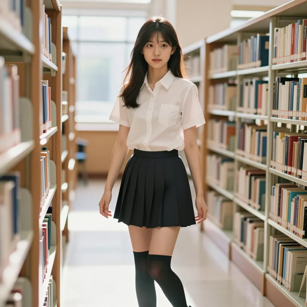 图书馆里的学姐主题图片 0595，杰作，最佳画质，极致细节，照片级写实 , 逆光氛围人像风格
