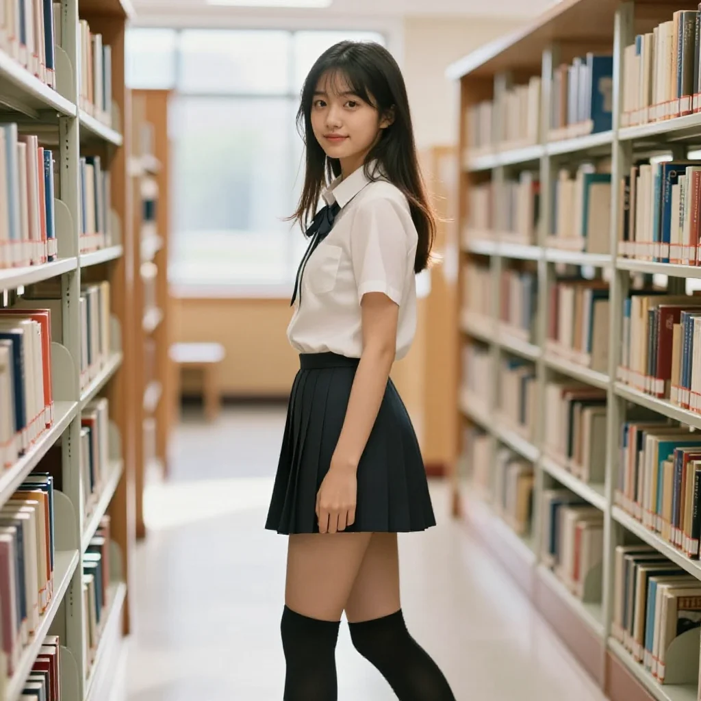 图书馆里的学姐主题图片 0598，杰作，最佳画质，极致细节，照片级写实 , 逆光氛围人像风格