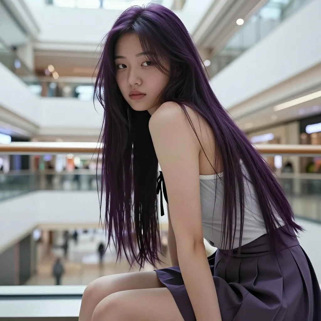 紫发少女的午后主题图片 0652，杰作，最佳画质，极致细节，照片级写实 , 自然生活抓拍风格