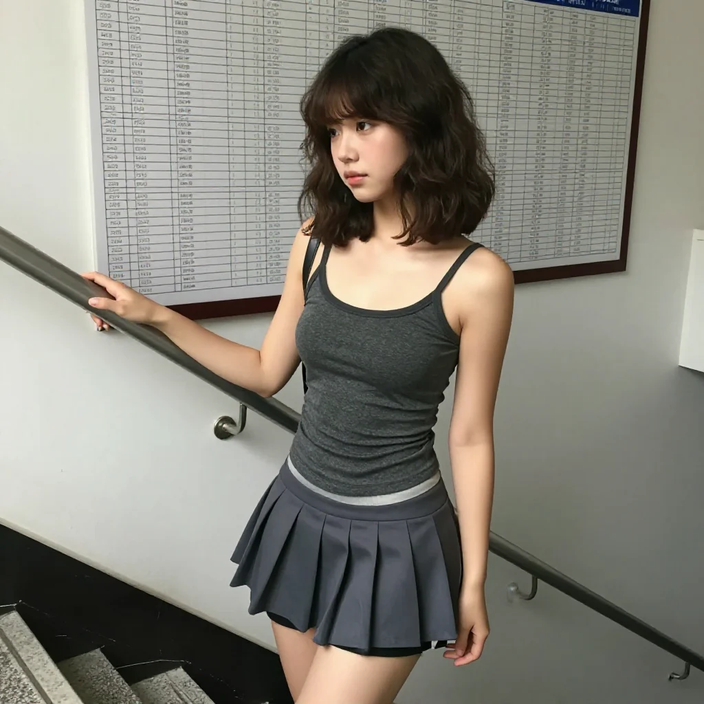 楼梯间的青春日常主題圖片 0670，杰作，最佳画质，极致细节，照片级写实 , 日系少女感摄影风格