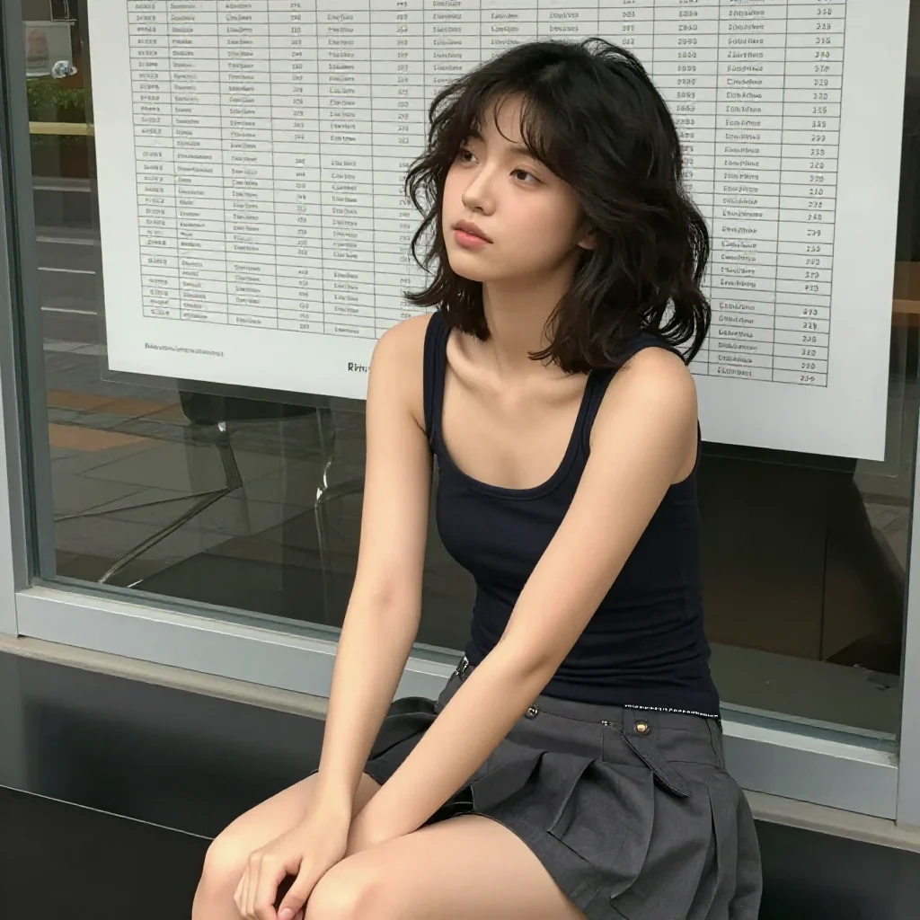 楼梯间的青春日常主题图片 0673，杰作，最佳画质，极致细节，照片级写实 , 日系少女感摄影风格