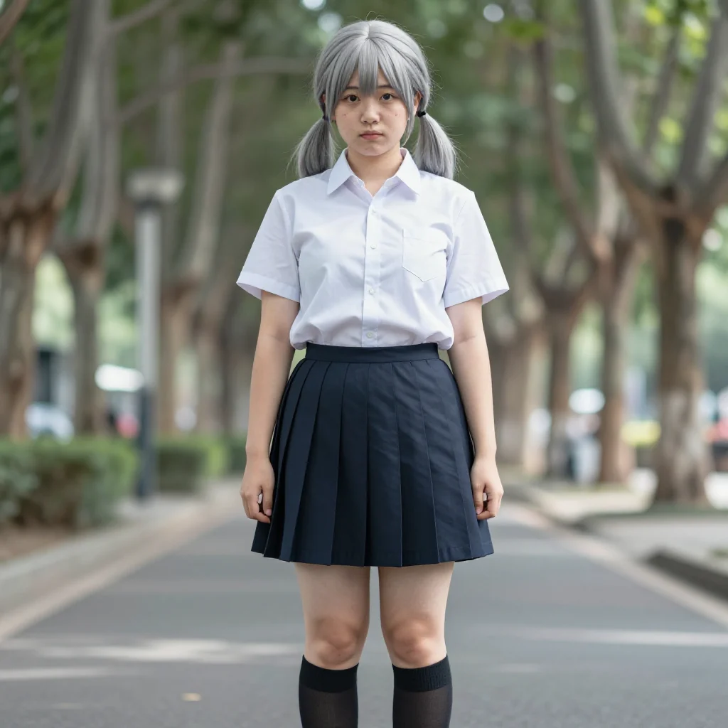 银发少女的校园日常主题图片 0678，杰作，最佳画质，极致细节，照片级写实 , 空气感人像风格