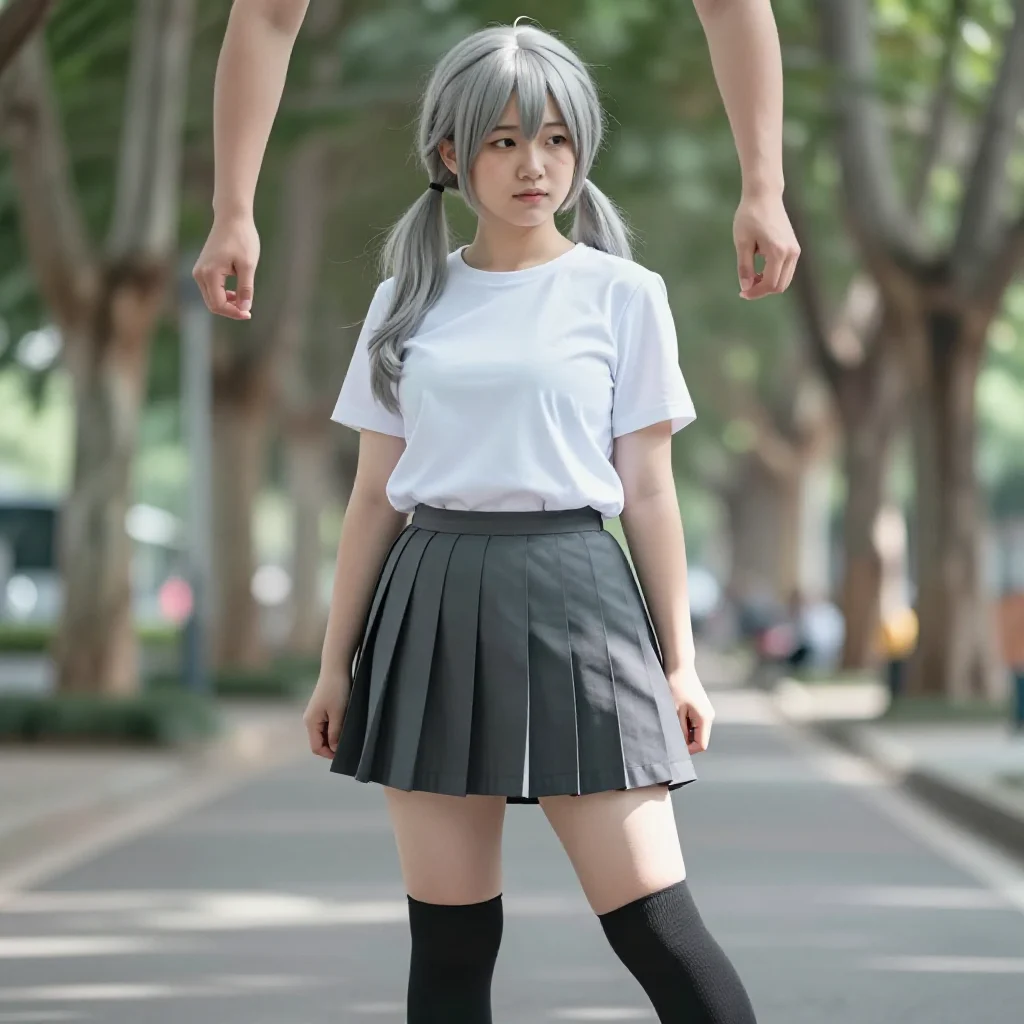 银发少女的校园日常主题图片 0679，杰作，最佳画质，极致细节，照片级写实 , 空气感人像风格