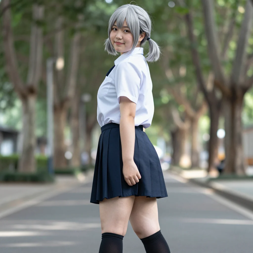 银发少女的校园日常主题图片 0682，杰作，最佳画质，极致细节，照片级写实 , 空气感人像风格