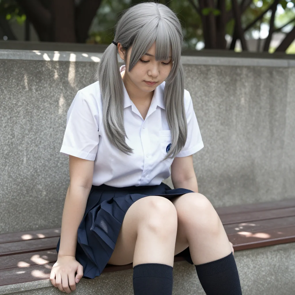 银发少女的校园日常主题图片 0685，杰作，最佳画质，极致细节，照片级写实 , 空气感人像风格