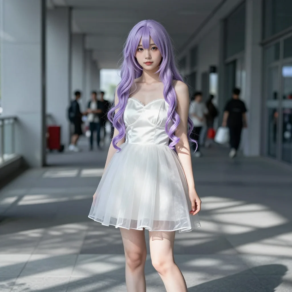 窗边的紫发少女主题图片 0690，杰作，最佳画质，极致细节，照片级写实 , 清透漫展人像风格