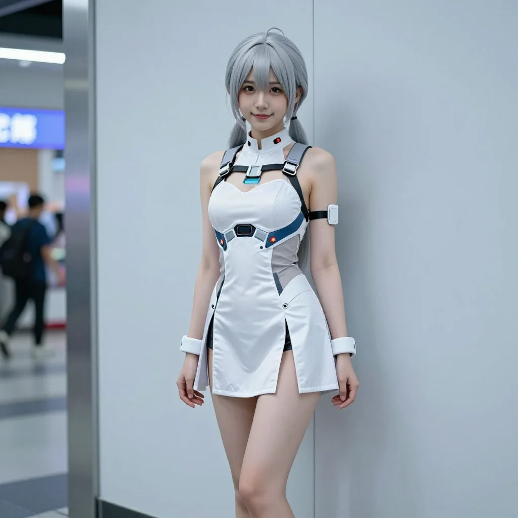 银发少女的校园写真主題圖片 0750，杰作，最佳画质，极致细节，照片级写实 , 清新角色私摄风格