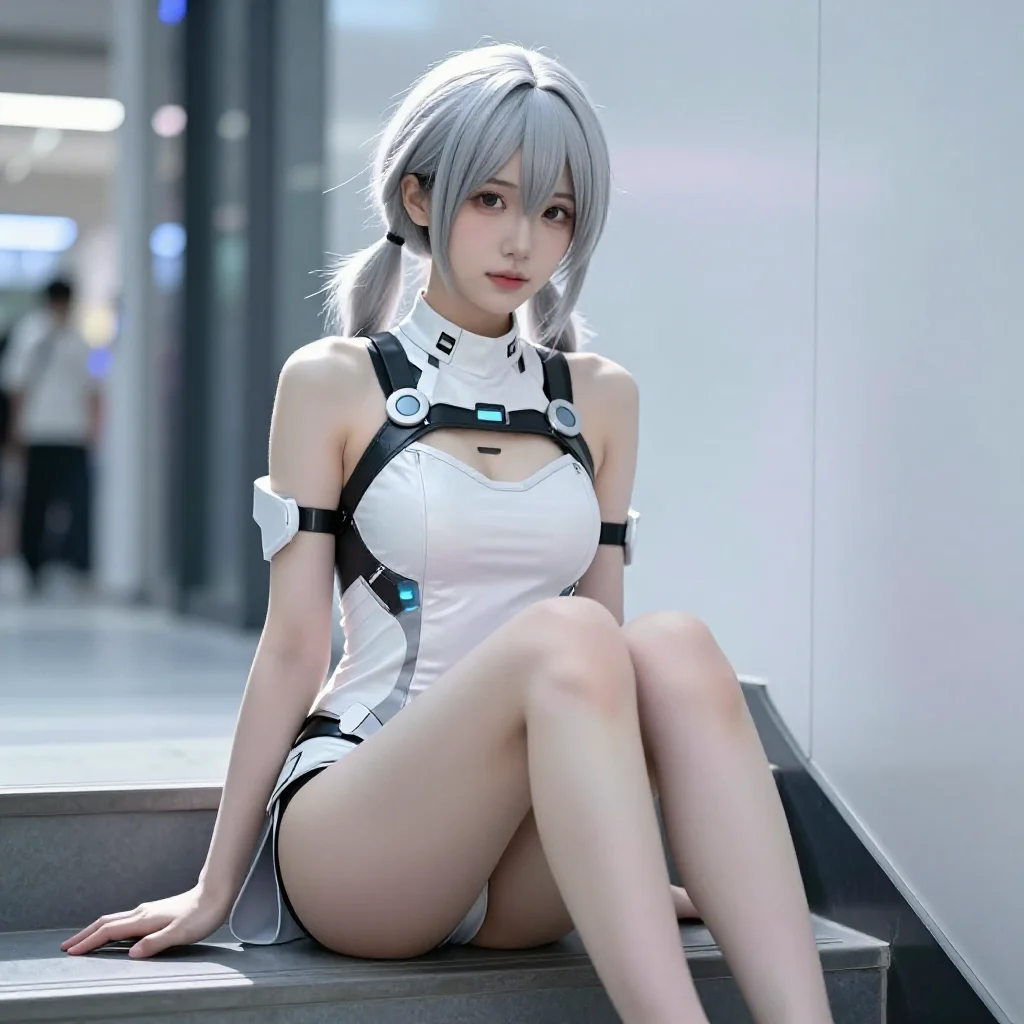 银发少女的校园写真主题图片 0753，杰作，最佳画质，极致细节，照片级写实 , 清新角色私摄风格