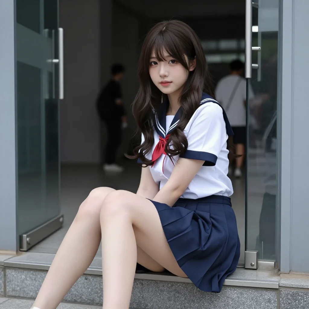 今日份校服少女主题图片 0756，杰作，最佳画质，极致细节，照片级写实 , 动漫展抓拍风格