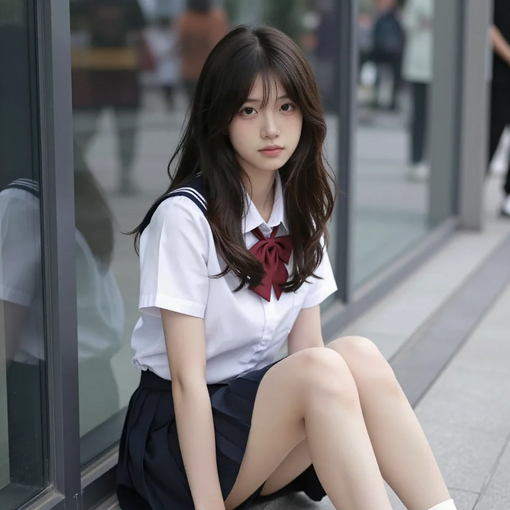 今日份校服少女主题图片 0759，杰作，最佳画质，极致细节，照片级写实 , 动漫展抓拍风格