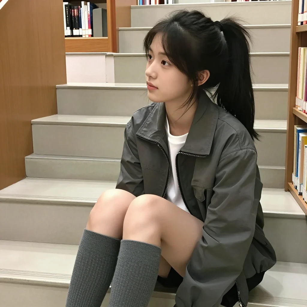 图书馆里的少女时光主題圖片 0910，杰作，最佳画质，极致细节，照片级写实 , 真实纪实摄影风格