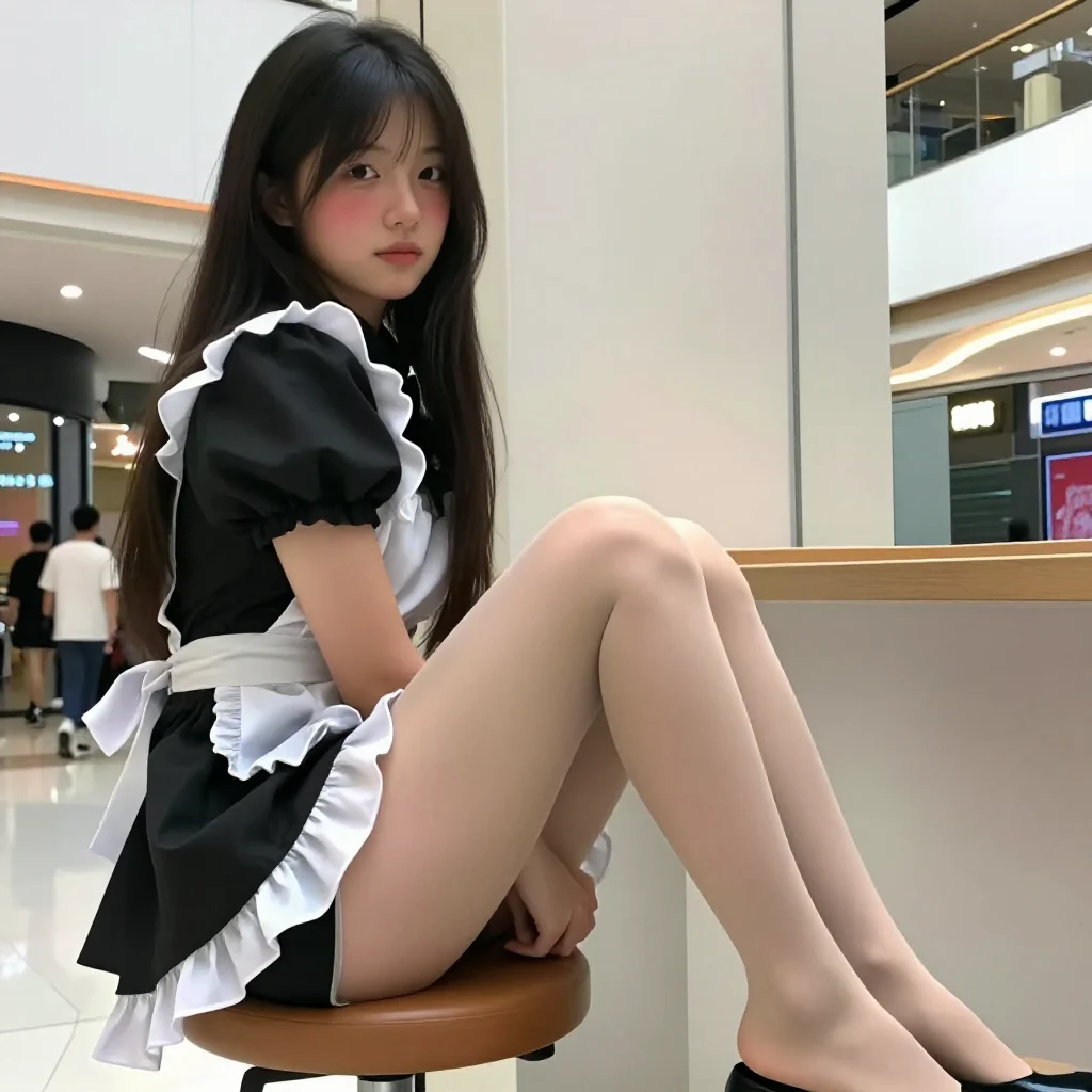 商场偶遇的女仆小姐姐主題圖片 0929，杰作，最佳画质，极致细节，照片级写实 , 高还原角色摄影风格