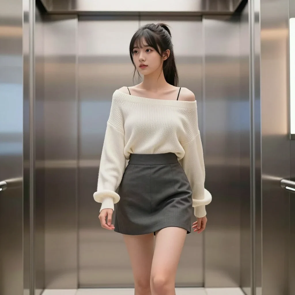 电梯里的温柔时刻主題圖片 0980，杰作，最佳画质，极致细节，照片级写实 , 高还原角色摄影风格
