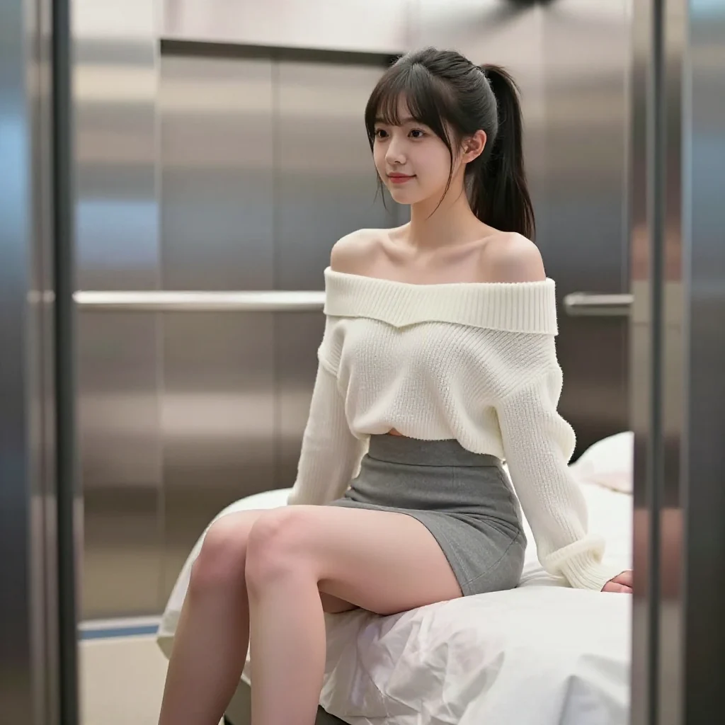 电梯里的温柔时刻主題圖片 0982，杰作，最佳画质，极致细节，照片级写实 , 高还原角色摄影风格