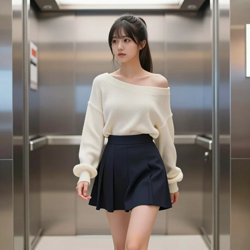 电梯里的温柔时刻主題圖片 0983，杰作，最佳画质，极致细节，照片级写实 , 高还原角色摄影风格