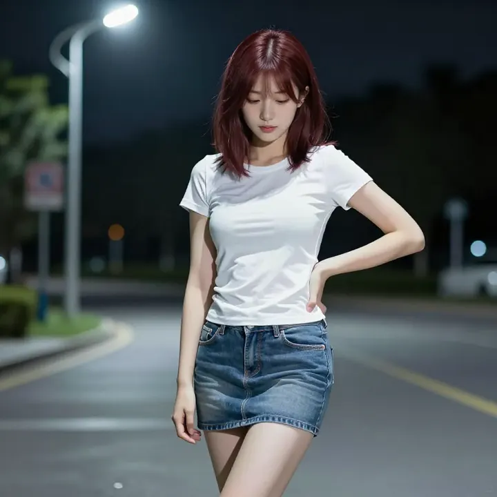 夜色下的少女写真主题图片 0007，杰作，最佳画质，极致细节，照片级写实 , 清新校园写真风格