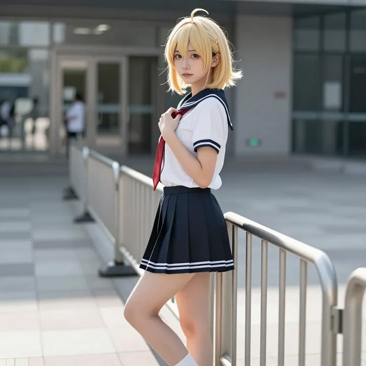 今日份校服少女主題圖片 0010，杰作，最佳画质，极致细节，照片级写实 , 二次元角色写真风格