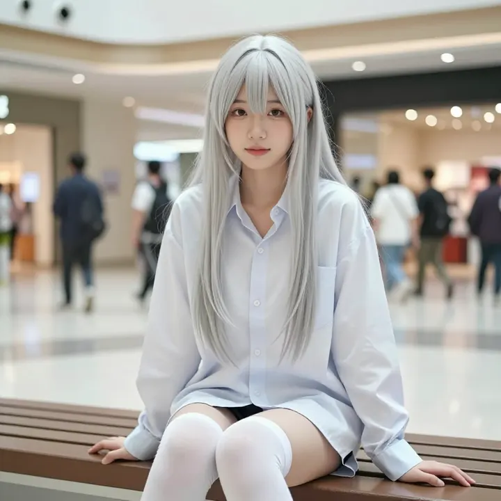 银发少女的日常写真主题图片 0074，杰作，最佳画质，极致细节，照片级写实 , 清新角色私摄风格