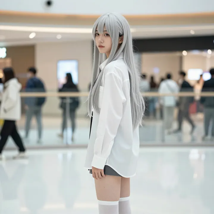 银发少女的日常写真主題圖片 0076，杰作，最佳画质，极致细节，照片级写实 , 清新角色私摄风格