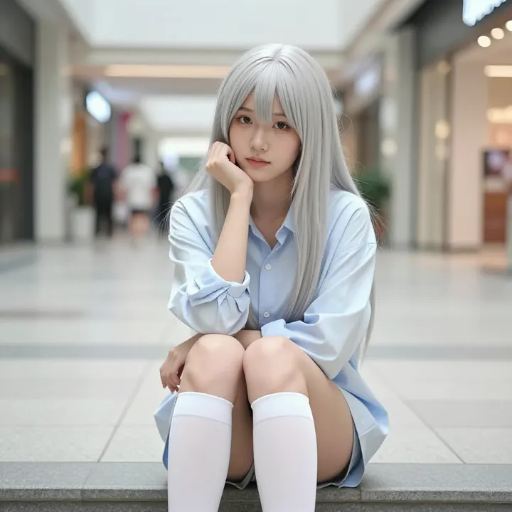 银发少女的日常写真主題圖片 0079，杰作，最佳画质，极致细节，照片级写实 , 清新角色私摄风格