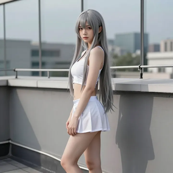 银发精灵少女的午后主题图片 0102，杰作，最佳画质，极致细节，照片级写实 , 角色扮演人像摄影风格