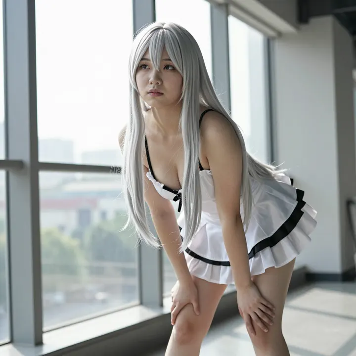 银发少女的校园写真主题图片 0136，杰作，最佳画质，极致细节，照片级写实 , 角色扮演人像摄影风格