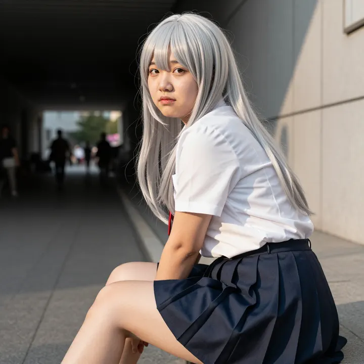 银发少女的校园日常主題圖片 0256，杰作，最佳画质，极致细节，照片级写实 , 动漫展抓拍风格