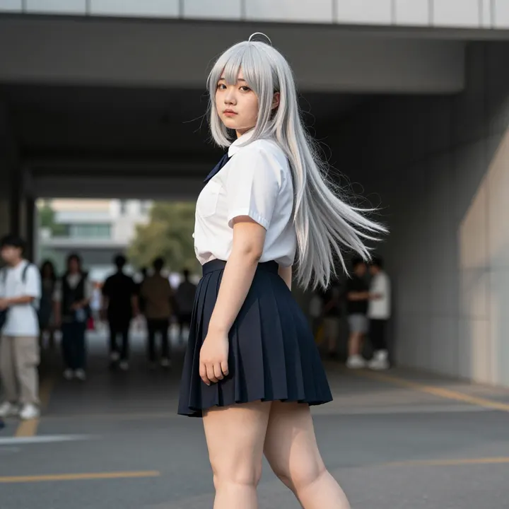 银发少女的校园日常主題圖片 0260，杰作，最佳画质，极致细节，照片级写实 , 动漫展抓拍风格