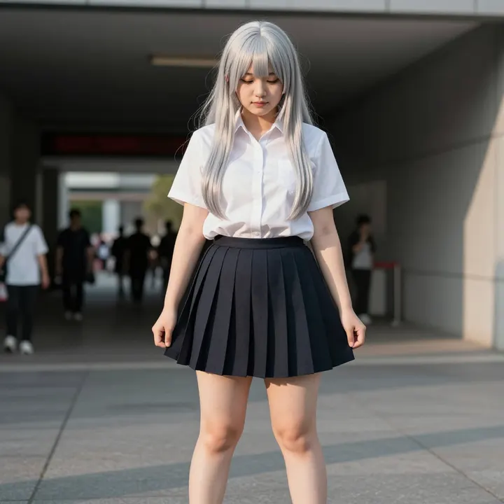 银发少女的校园日常主題圖片 0262，杰作，最佳画质，极致细节，照片级写实 , 动漫展抓拍风格