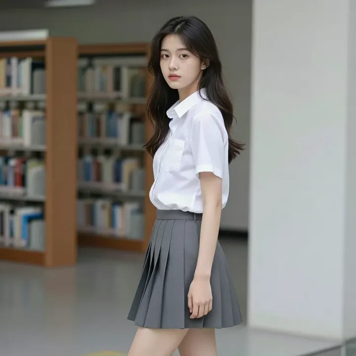 图书馆里的学姐主题图片 0311，杰作，最佳画质，极致细节，照片级写实 , 都市街拍纪实风