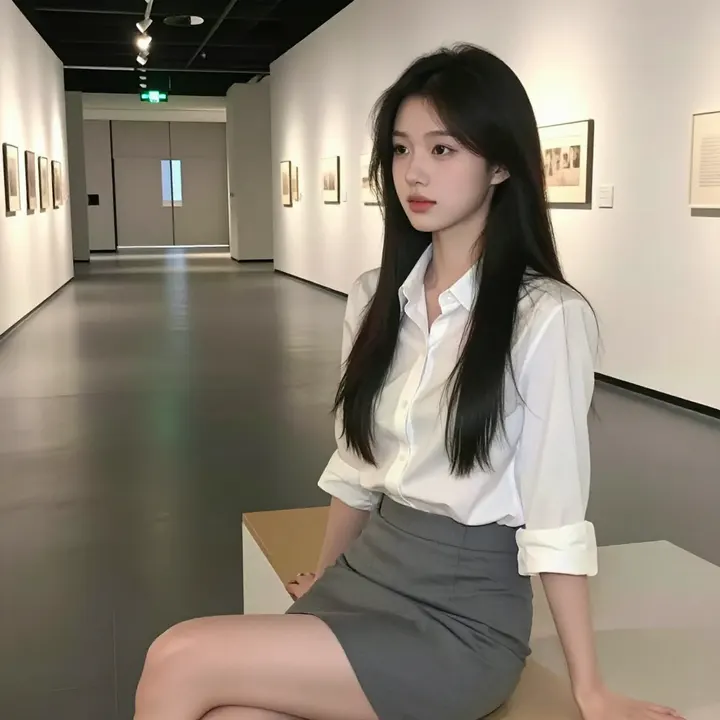 美术馆里的静谧时光主题图片 0432，杰作，最佳画质，极致细节，照片级写实 , 展馆自然光写真风格