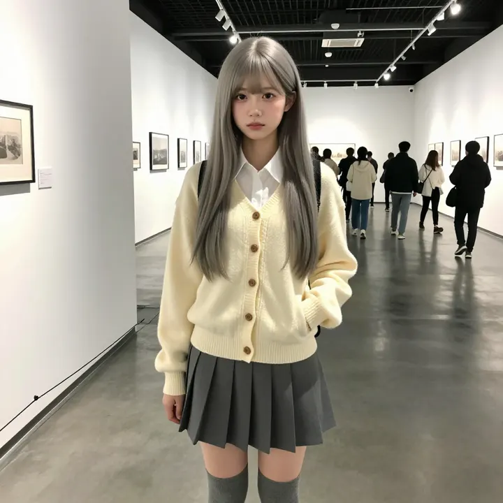 美术馆里的温柔日常主题图片 0454，杰作，最佳画质，极致细节，照片级写实 , 日系少女感摄影风格