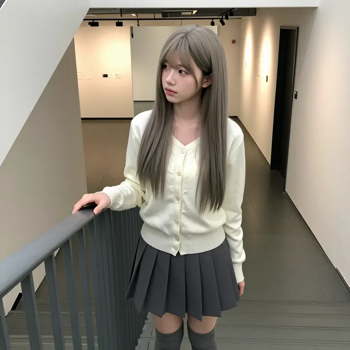 美术馆里的温柔日常主题图片 0458，杰作，最佳画质，极致细节，照片级写实 , 日系少女感摄影风格