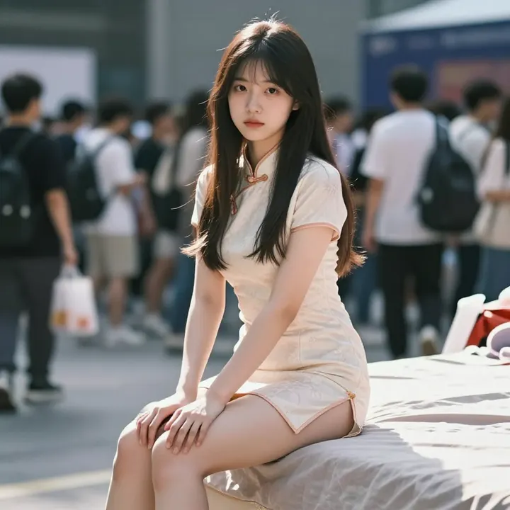 旗袍少女的日常主题图片 0498，杰作，最佳画质，极致细节，照片级写实 , 都市街拍纪实风